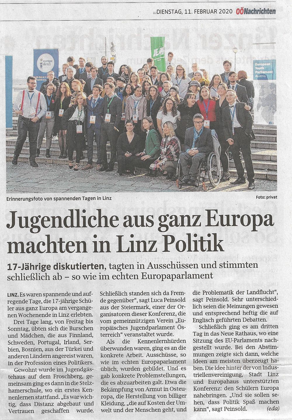 Jugendliche aus ganz Europa machten in Linz Politik