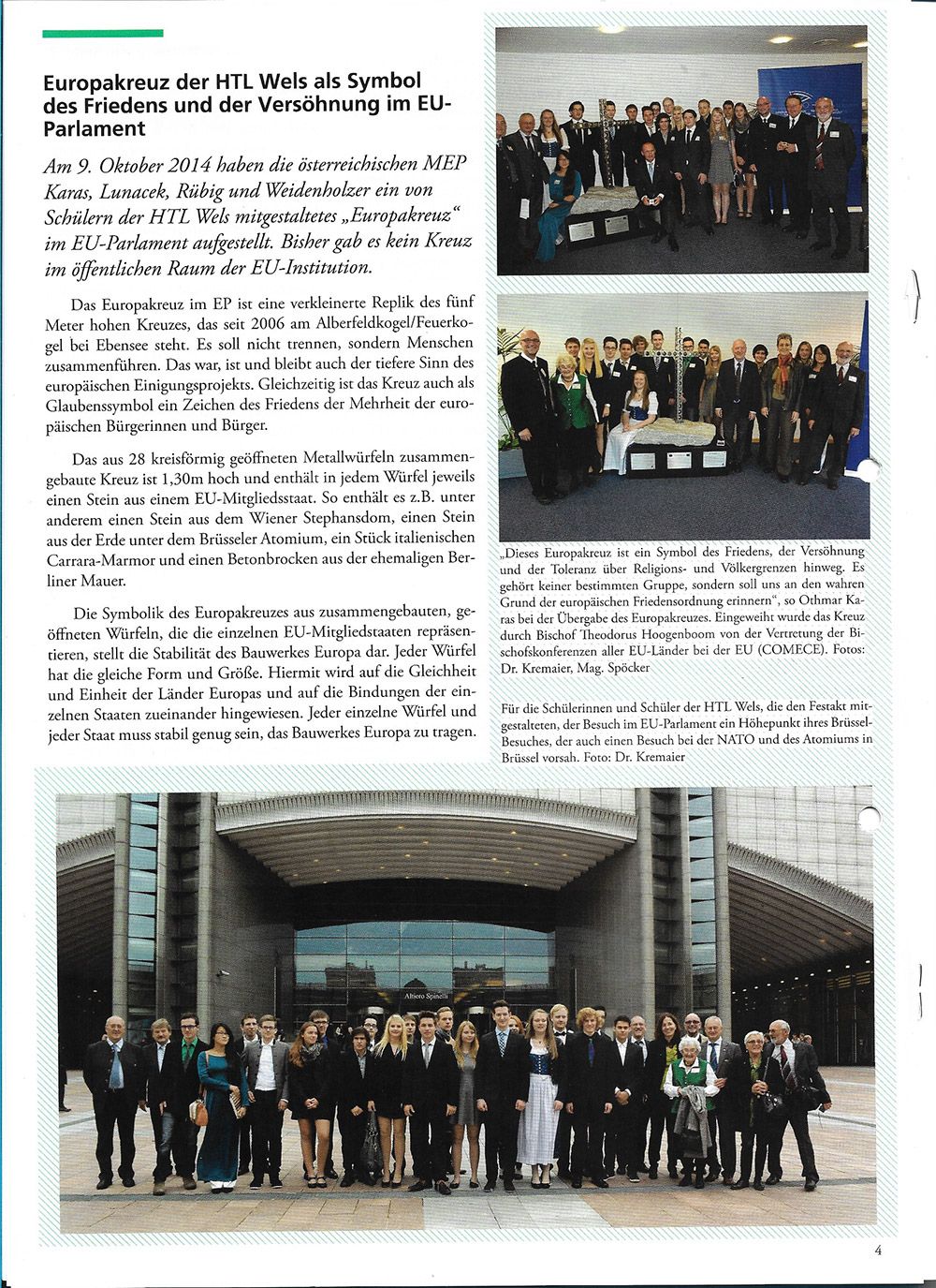 Europakreuz der HTL Wels als Symbol des Friedens